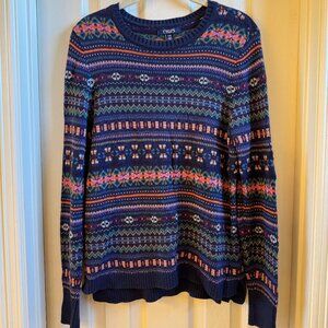 Chaps fair Isle pring long sleeve sweater, Women size M